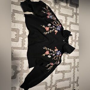 FREE PEOPLE cropped embroidery hoodie